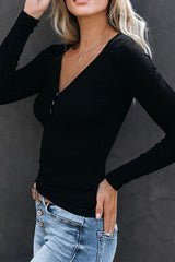 Basics Upstage V-Neck Knit Top