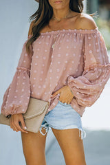 Top con hombros descubiertos y lunares suizos Sweet One