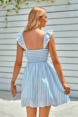 Loveliest Look Striped Off Shoulder Mini Dress