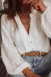 Campfire Cozy Crochet Lace Long Sleeve Top