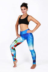 Pantalones de yoga con estampado de cielo navideño