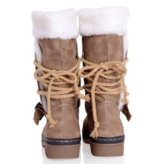 Botas de mujer con tacón bajo, punta redonda y tacón liso