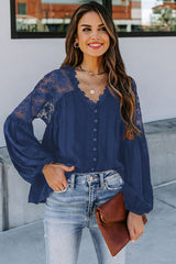 Daydream Lace Embroidery Button Up Top