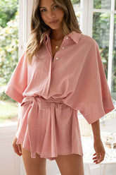 Take A Second Collared Short Sleeve Romper