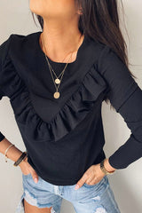 Coastline Ruffle Shoulder Long Sleeve Shirt