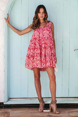 Completely In Love Pink Floral Print Mini Dress