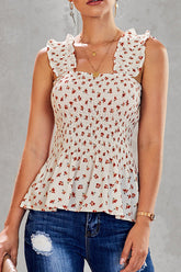 Forever Young – Plissiertes Tanktop mit Blumenmuster