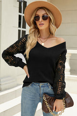 Suéter de punto de encaje de crochet Loving My Life