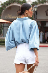 Top de mezclilla con mangas abullonadas Feel This Way