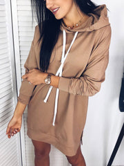 Sudaderas largas con capucha para mujer sencillas