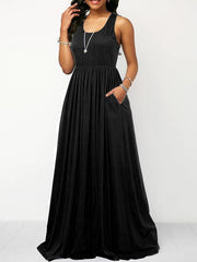Vestidos largos sin mangas con cuello en U para mujer