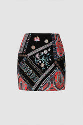 Floral Embroidered Mini Skirt