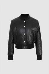 Faux Leather Quilted Jacket