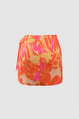Floral Knot Side Wrap Mini Skirt