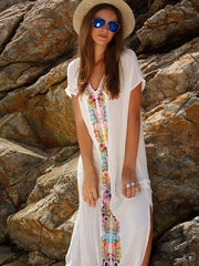 Placement Print Split Side Maxi Dress