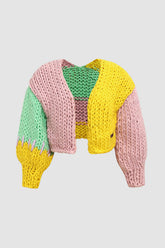Grobstrick-Cardigan mit Farbblockdesign