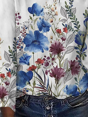 Camisas y blusas florales de manga larga de talla grande