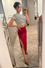 Top de punto de manga corta a rayas Cool Girl Essence