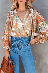 Be A Stand Out Print Wrap Smocked Top