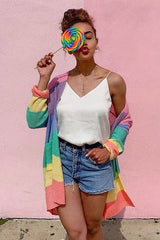 Rainbow Babe Striped Knit Cardigan