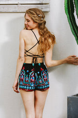 Rückenfreier Anzug im Boho-Stil mit Print