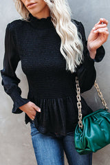 Livin' Breezy High Neck Pleated Chiffon Top
