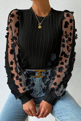 Top de punto acanalado con flores New Days Ahead