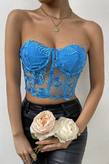 Flirty Touch Sleeveless Lace Bustier Corset Crop Top