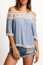 Sweet Memories Off the Shoulder Eyelet Top