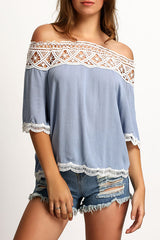 Sweet Memories Off the Shoulder Eyelet Top