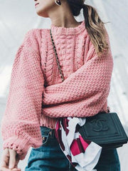 Rosa Langarmpullover mit Rundhalsausschnitt