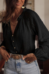 Campfire Cozy Crochet Lace Long Sleeve Top