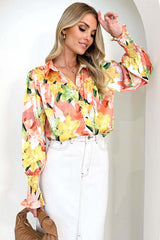 You've Got Me Collared Print Long Sleeve Top