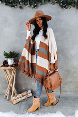 Weekend Chiller Striped Tassel Knit Cardigan