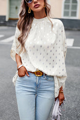 Making Promises Dotted Short Sleeve Cape Top