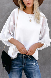 Wonderful Time Swiss Dot Half Sleeve Top