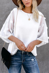 Wonderful Time Swiss Dot Half Sleeve Top