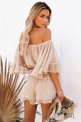 Lovely Disposition Ruffled Off The Shoulder Romper