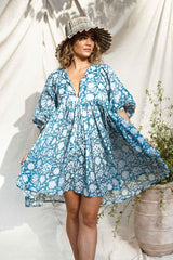 Take Your Joy Printed Babydoll Mini Dress