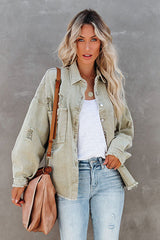 Chaqueta de manga larga con bolsillo de mezclilla Keep It Cool