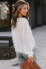 Easily Loved Polka Dot Lace Up Top