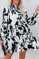 Fresh Season – Bedrucktes, gesmoktes Minikleid