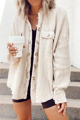 With Ease Button Down Corduroy Shacket