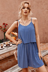 Thinking Out Loud Striped Spaghetti Romper