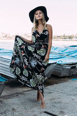 Vestido largo de playa elástico con estampado bohemio