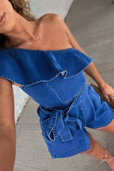 Cute Weekends – Ärmelloser Jeans-Strampler mit Taschen