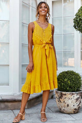 Vestido midi sin mangas con borlas So Amazed