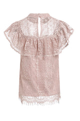 Cass Cream Lace Overlay Short Sleeve Top