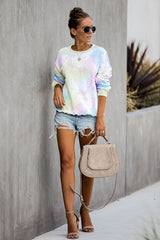 Suéter de manga larga con teñido brillante al atardecer