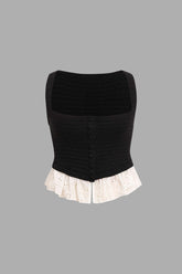 Contrast Peplum Hem Knit Sleeveless Top